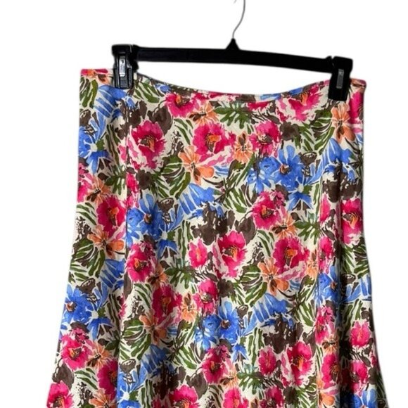 Christopher Banks Linen Floral Skirt Size 12 Artsy Spring Fairycore Whimsical - Picture 2 of 9